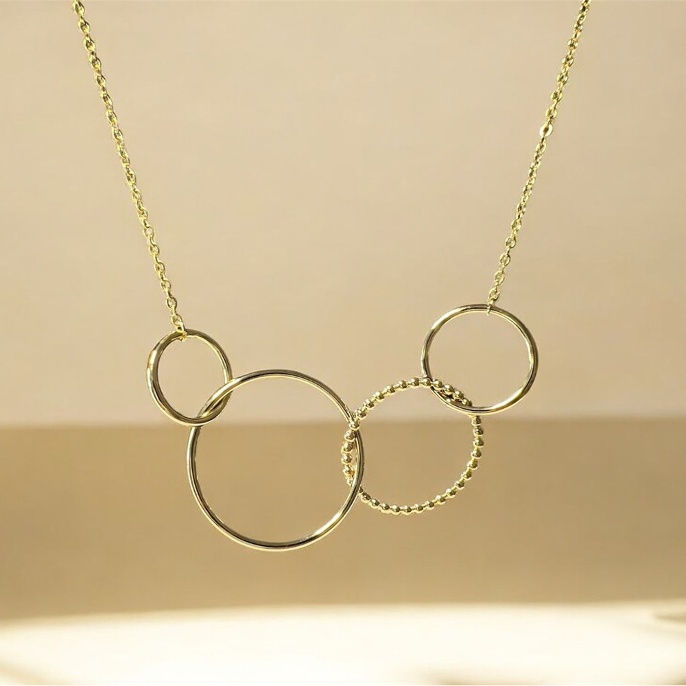 Gold Interlocking Circle Necklace - Women Jewelry